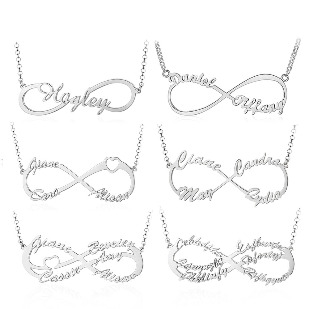 JewelOra 925 Sterling Silver Personalized Infinity Name Necklaces for Women Custom Made Nameplate BFF Pendant Gifts for Mother